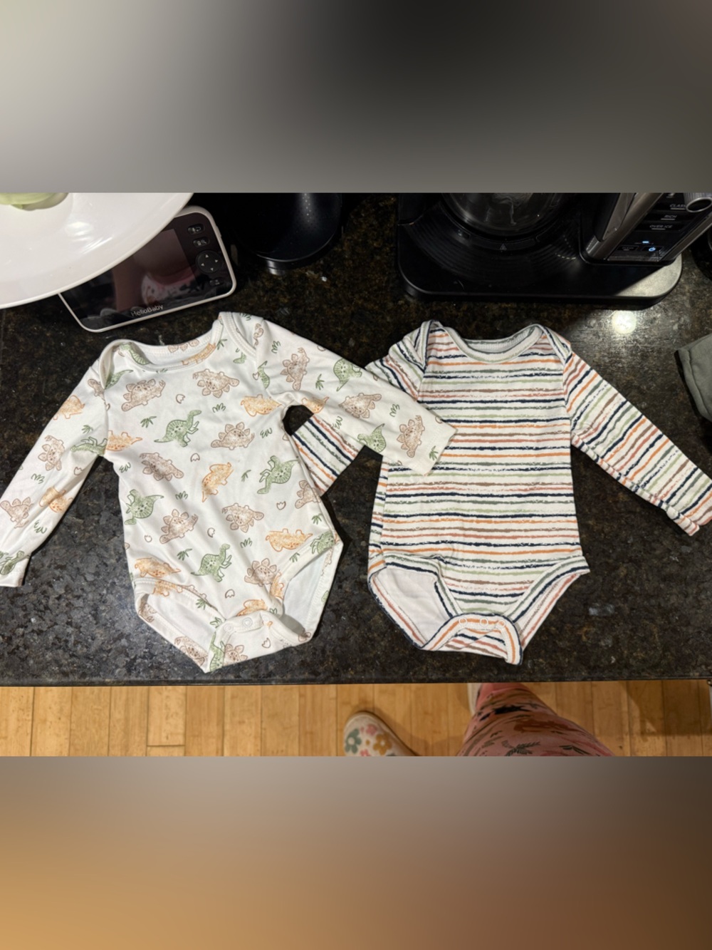 Baby Essentials Striped & Dino Print Navy Green Orange Set